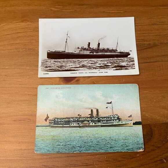 VINTAGE POSTCARDS - LOT OF 2 - CANADIAN SHIPS -S.S. MONTROYAL & STEAMER KINGSTON - Picture 1 of 2